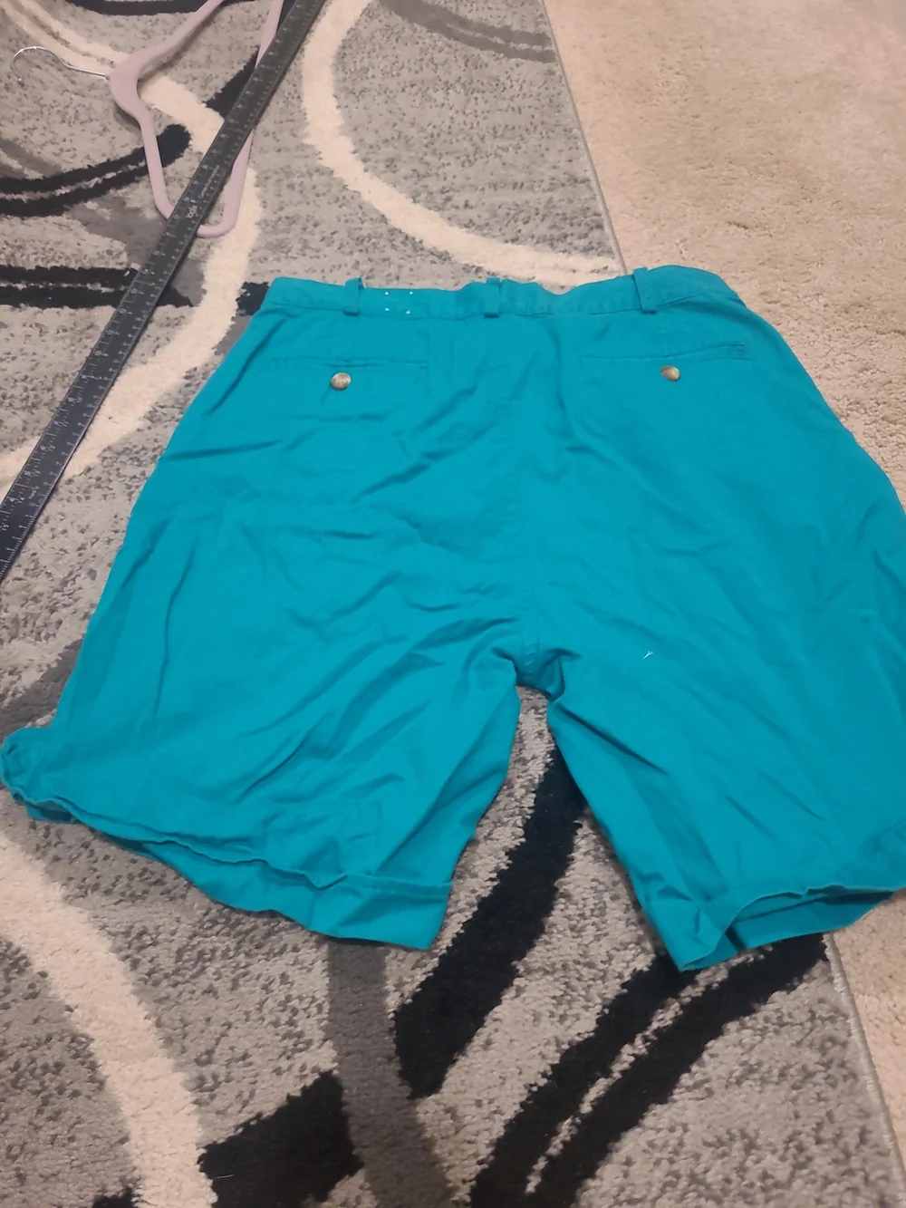 Knights Of Round Table Mens Teal Khaki Cotton Shorts Size 34